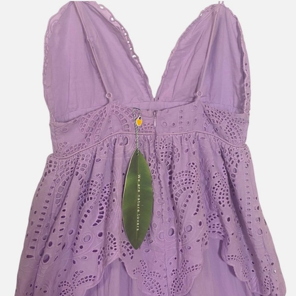 NWT Farm Rio Maxi Dress Lilac Purple M Eyelet Palm Tree MSRP $298 Boho Cottage - Picture 4 of 10